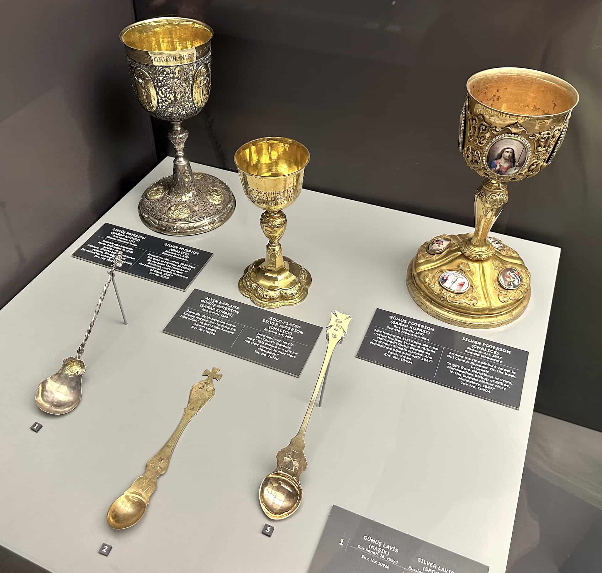 Communion chalices and spoons at the Hagia Sophia Experience