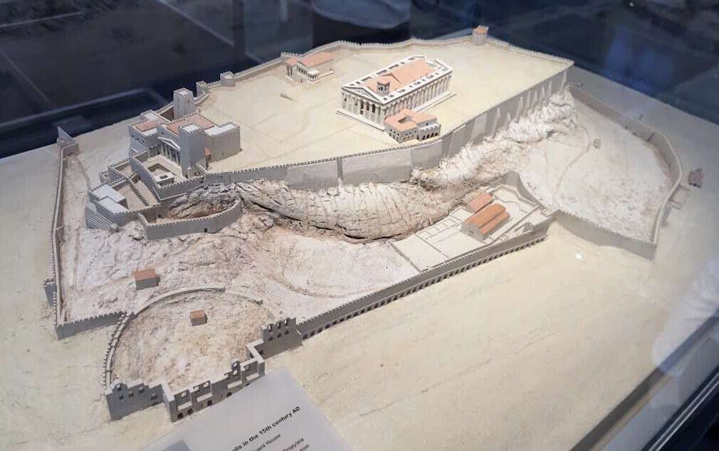 Acropolis in the 15th century at the Acropolis Museum in Athens, Greece