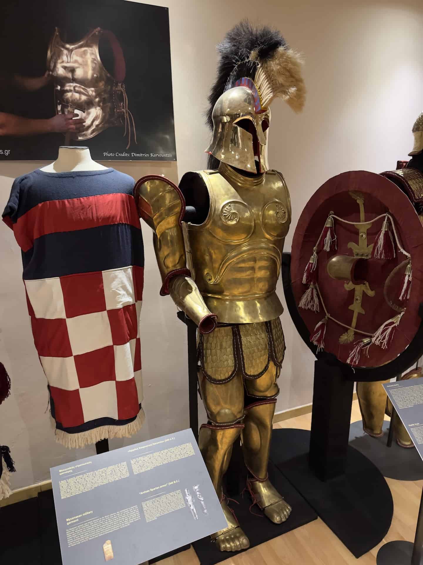 Archaic Spartan armor, 540 BC at the Museum of Ancient Greek Technology in Athens, Greece