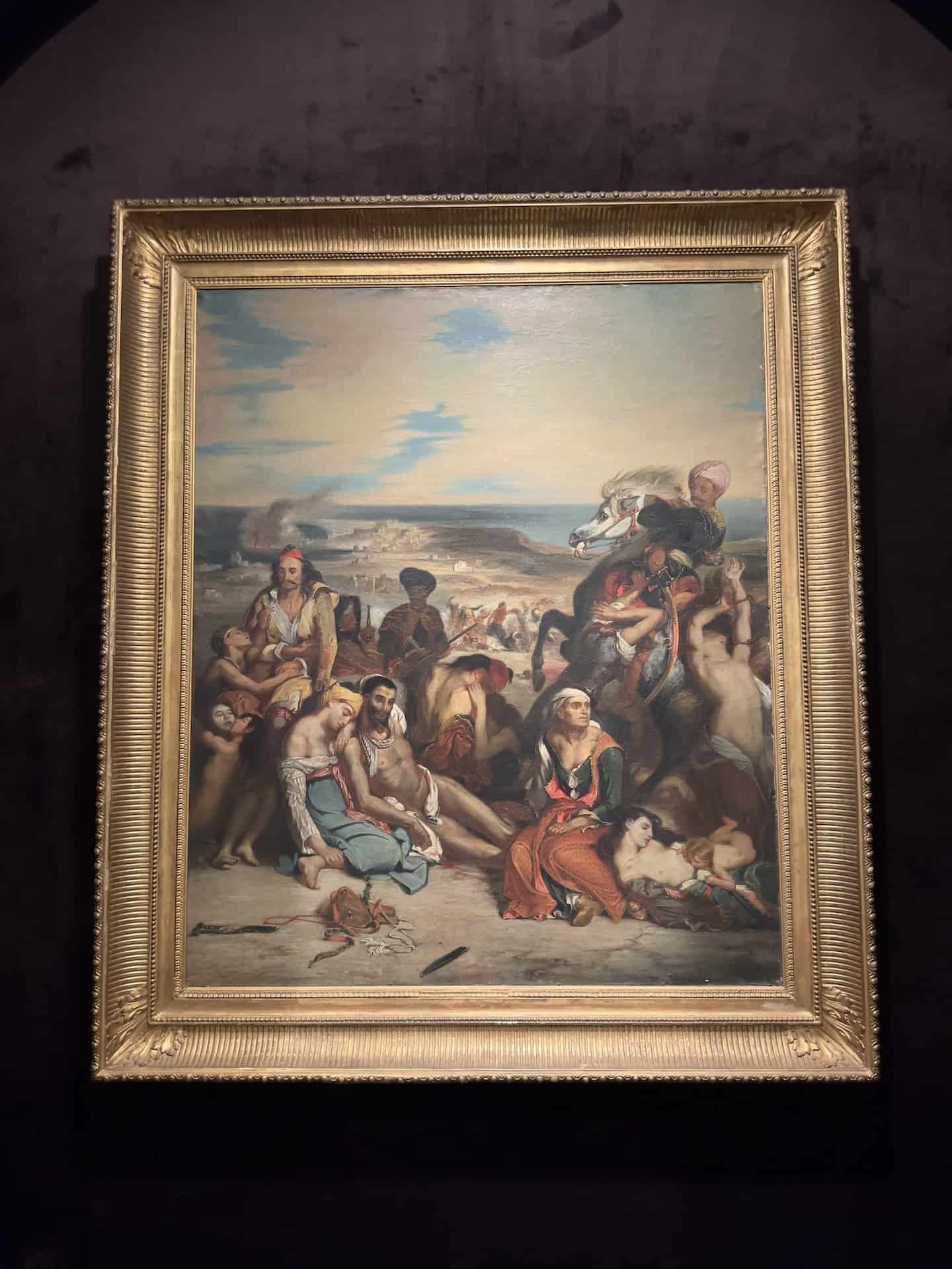 The Massacre at Chios, oil painting, copy of the work of French painter Eugène Delacroix (1798-1863), created in his workshop by his pupil, Pierre Andrieu (1821-1892) at the War Museum in Athens, Greece