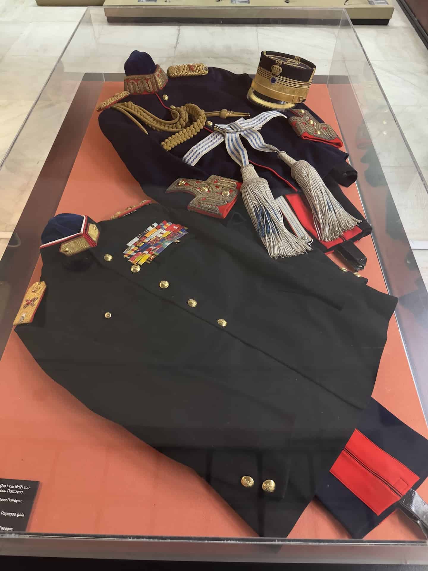 Gala uniforms of Field Marshal Alexandros Papagos at the War Museum in Athens, Greece