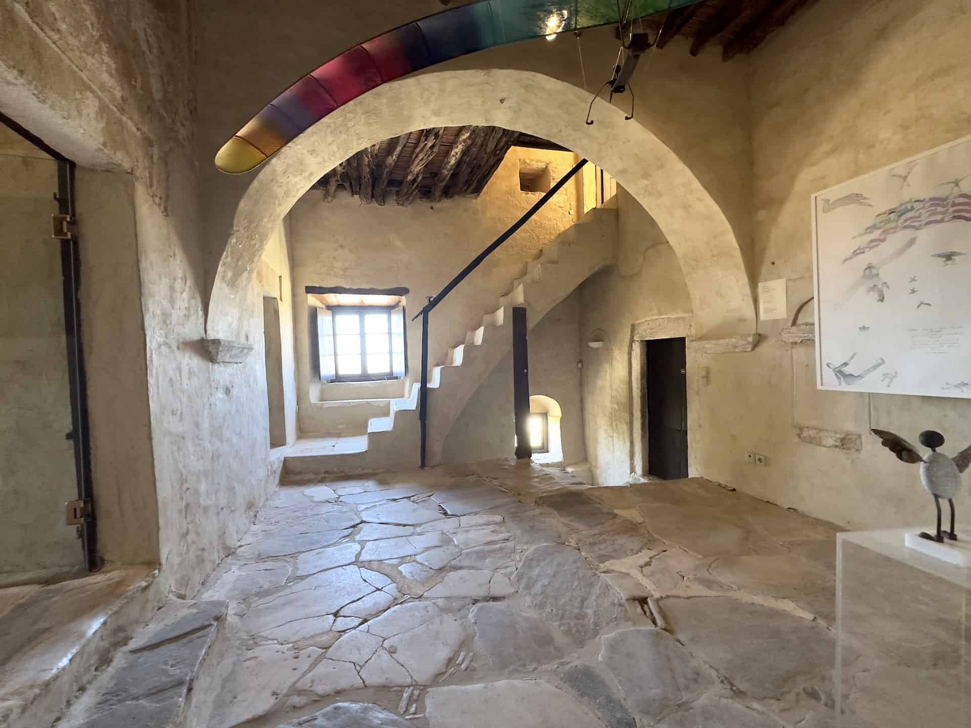 Central hall on the first floor of the Bazeos Tower in Naxos, Greece