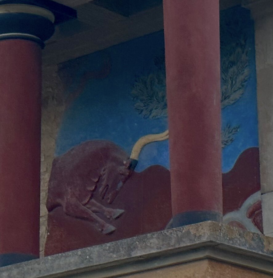 Bull relief fresco on the West Bastion of the North Passage