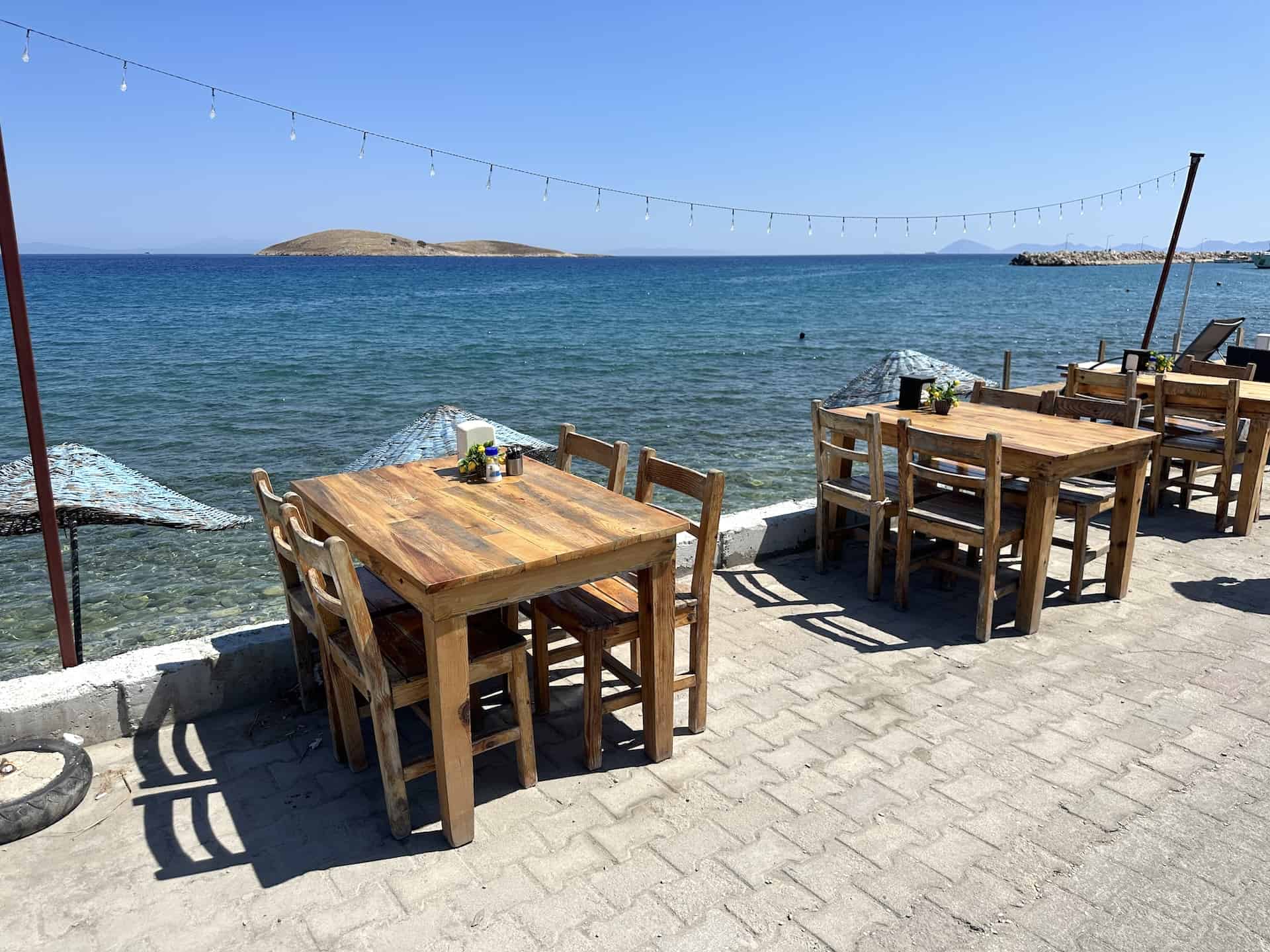 Seaside tables at Palamutbükü