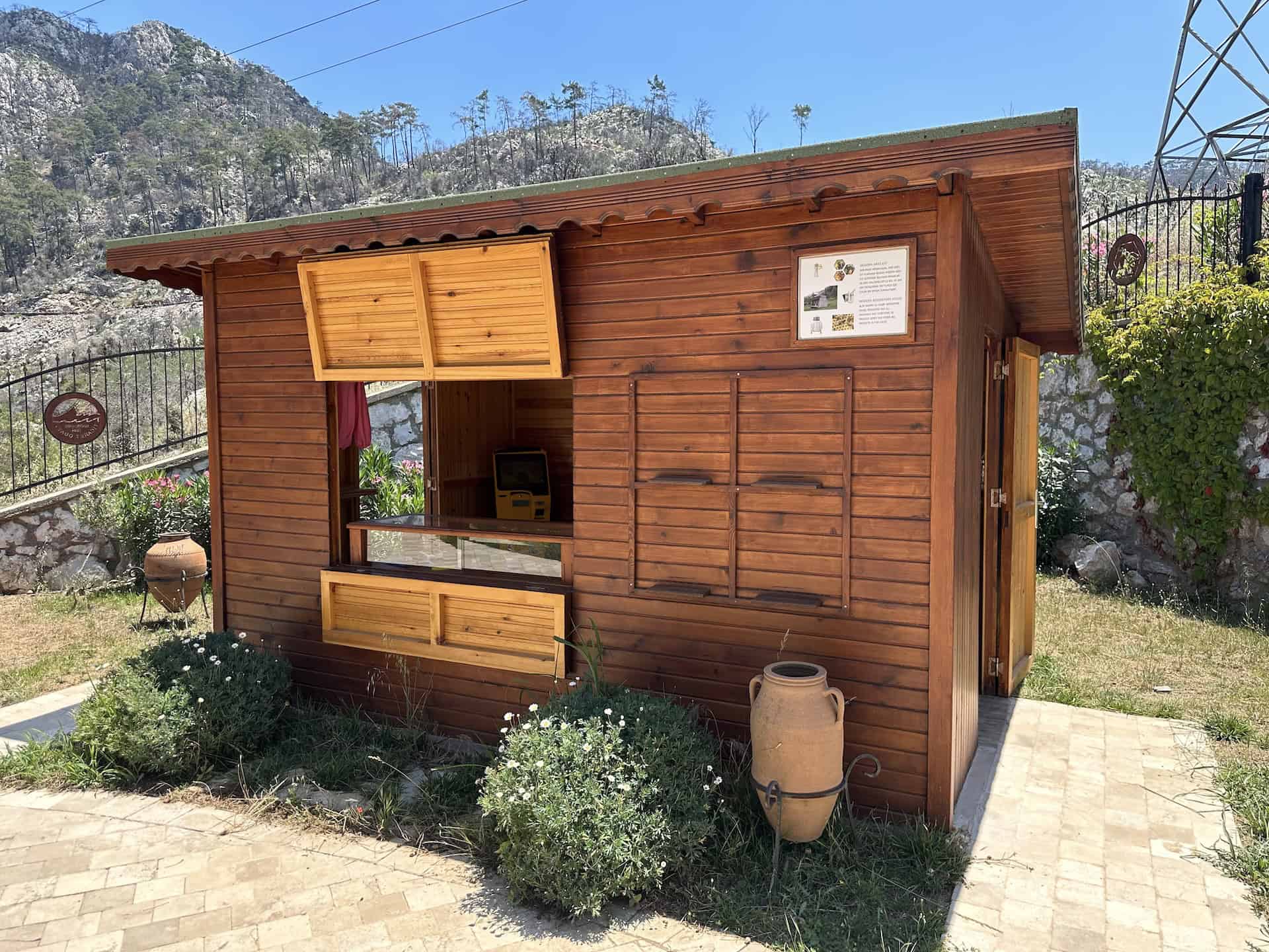 Modern beekeeper's shack at the Marmaris Honey House on the Bozburun Peninsula, Turkey