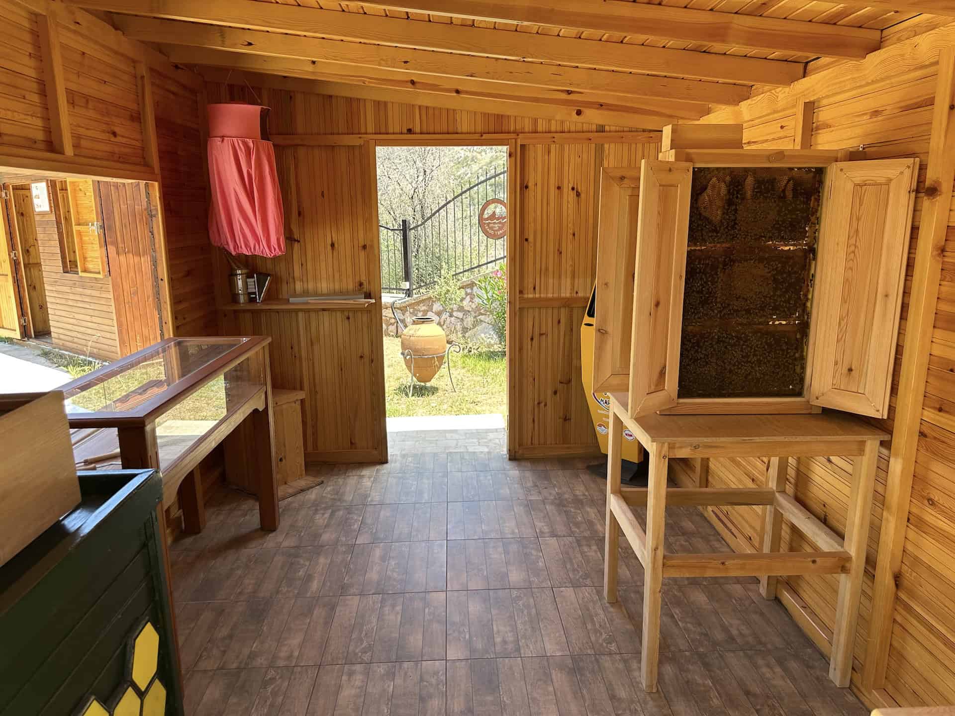 Modern beekeeper's shack at the Marmaris Honey House
