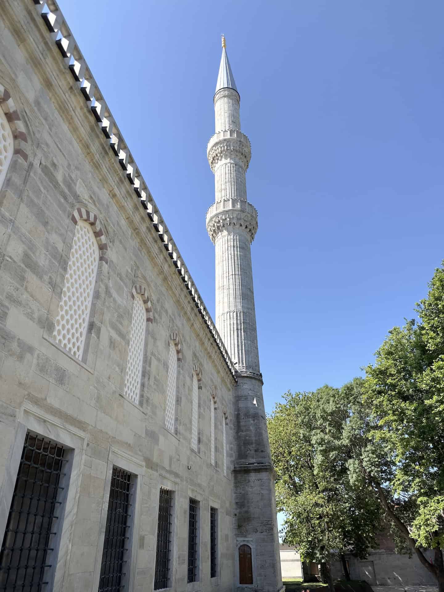 One of the six minarets of the Blue Mosque in Istanbul, Turkey