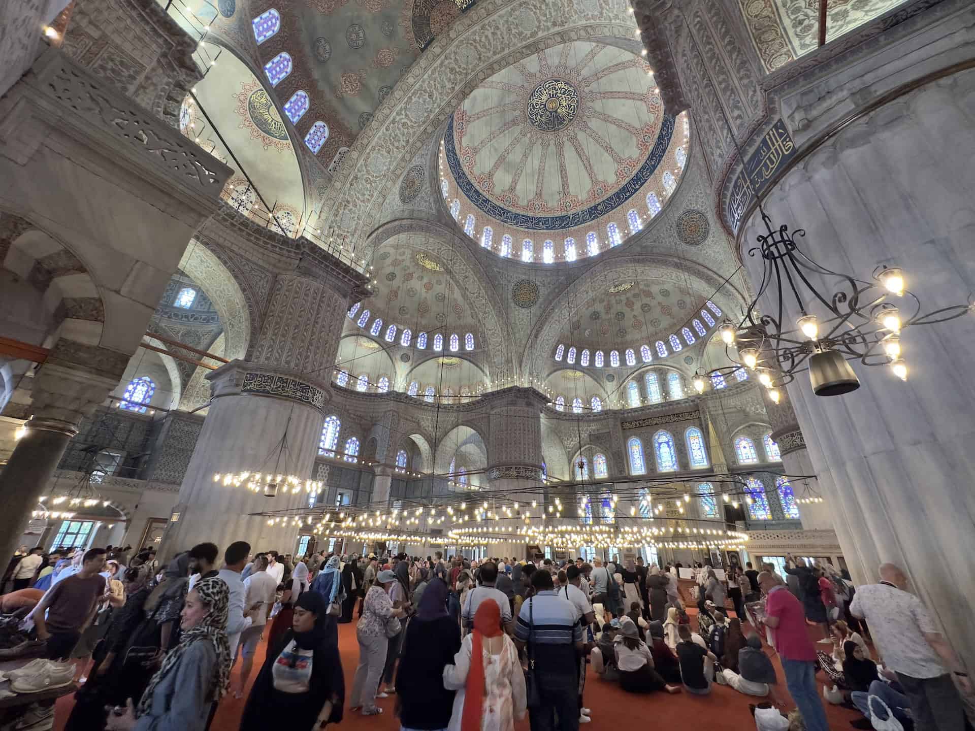 Prayer hall of the Blue Mosque in Istanbul, Turkey