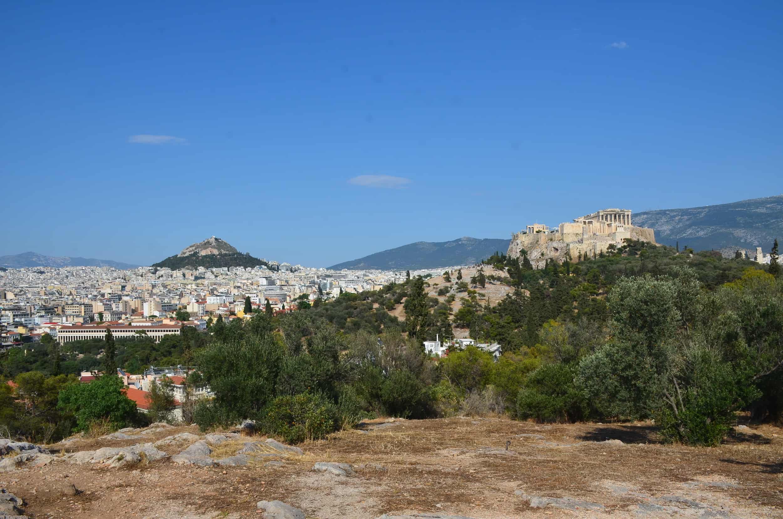 View of Athens from the Hill of the Nymphs in Athens, Greece
