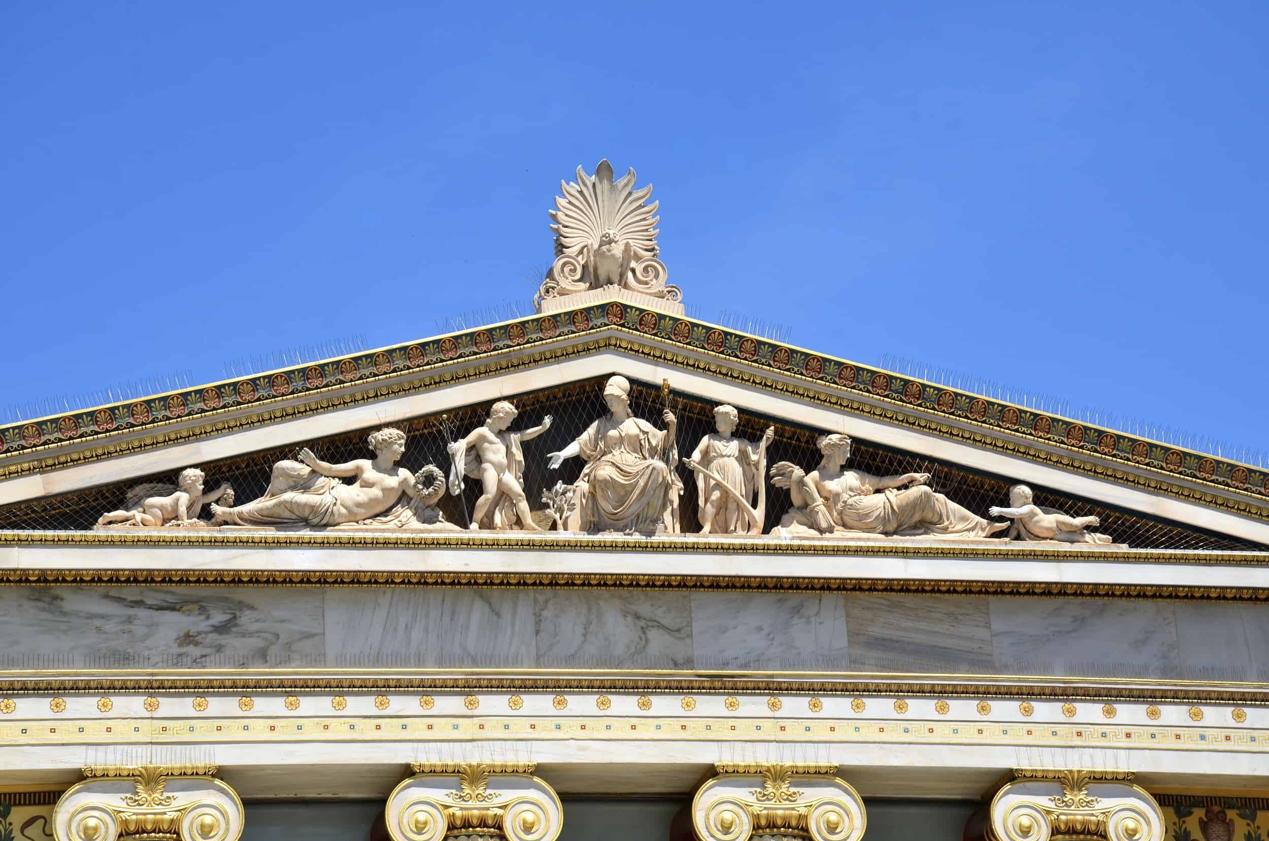 Southwest pediment of the north wing of the Academy of Athens