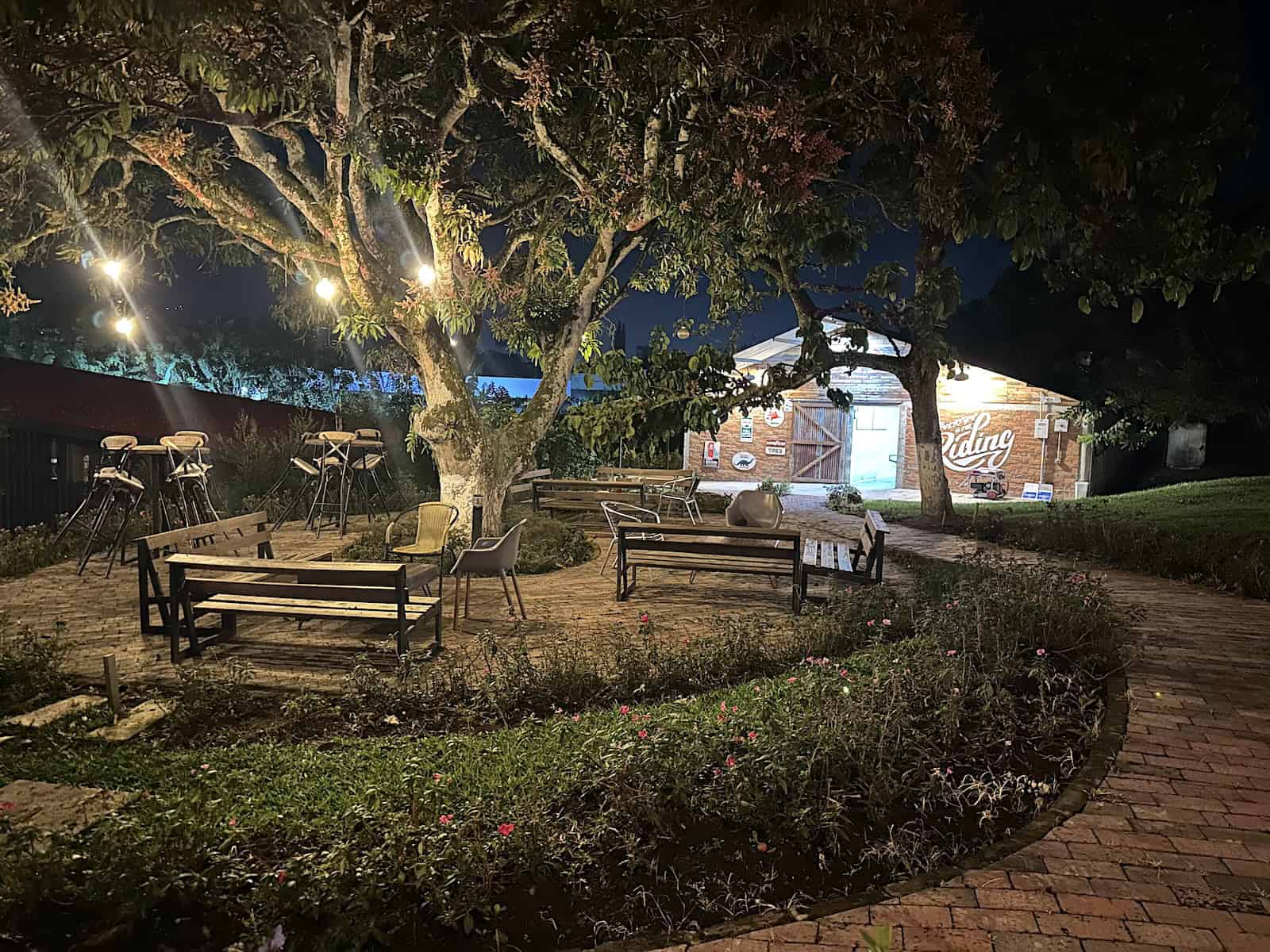 Outdoor seating area at El Garaje