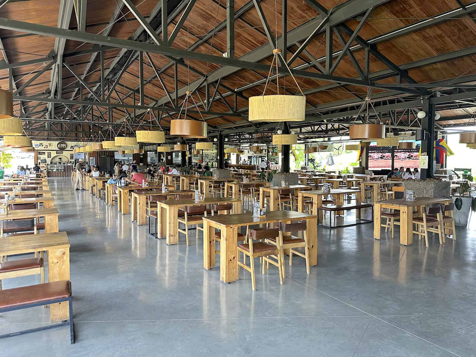 Dining area at La Finca de Rigo in Cerritos, Pereira, Risaralda, Colombia