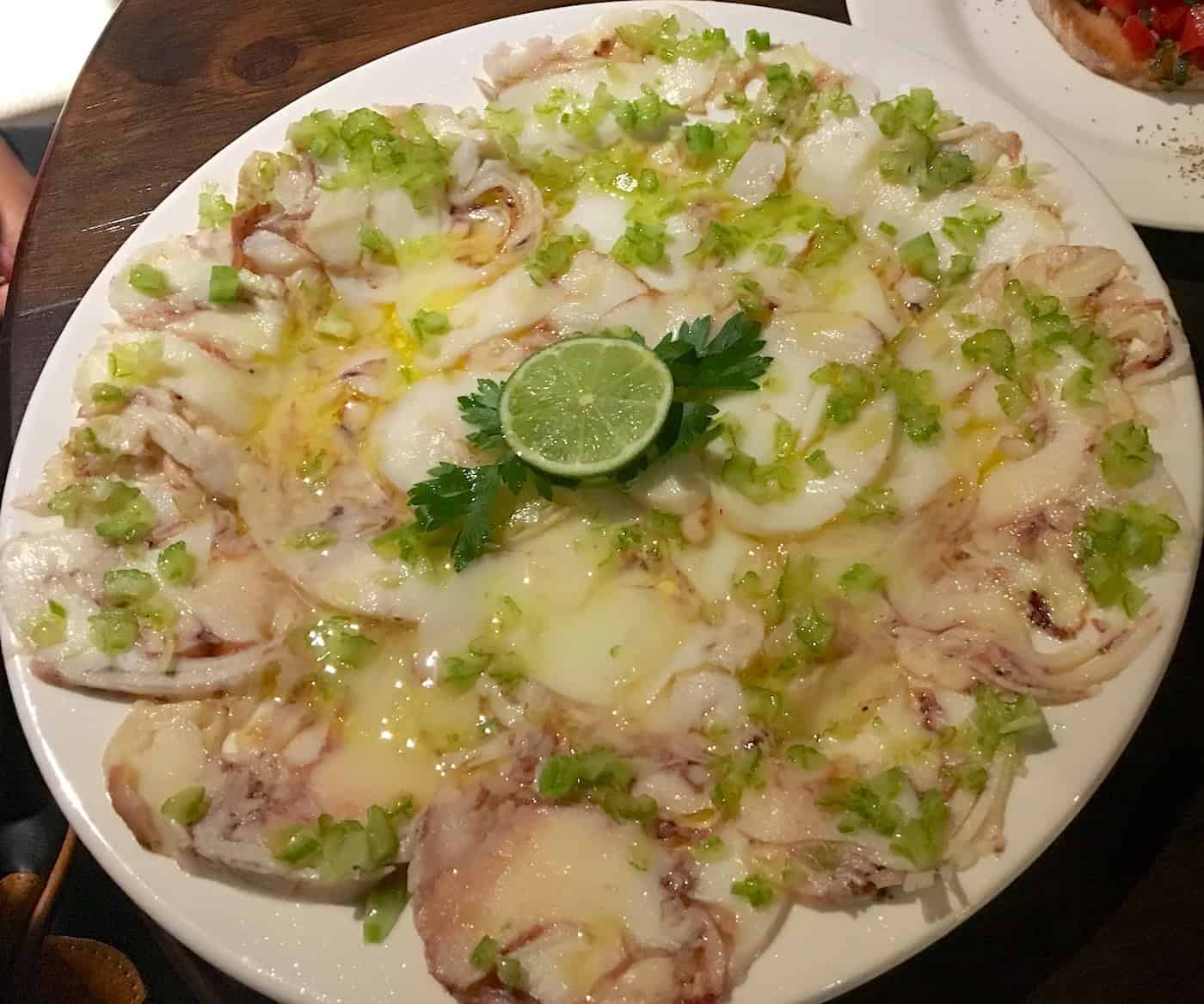 Octopus carpaccio at Vinería San Martino