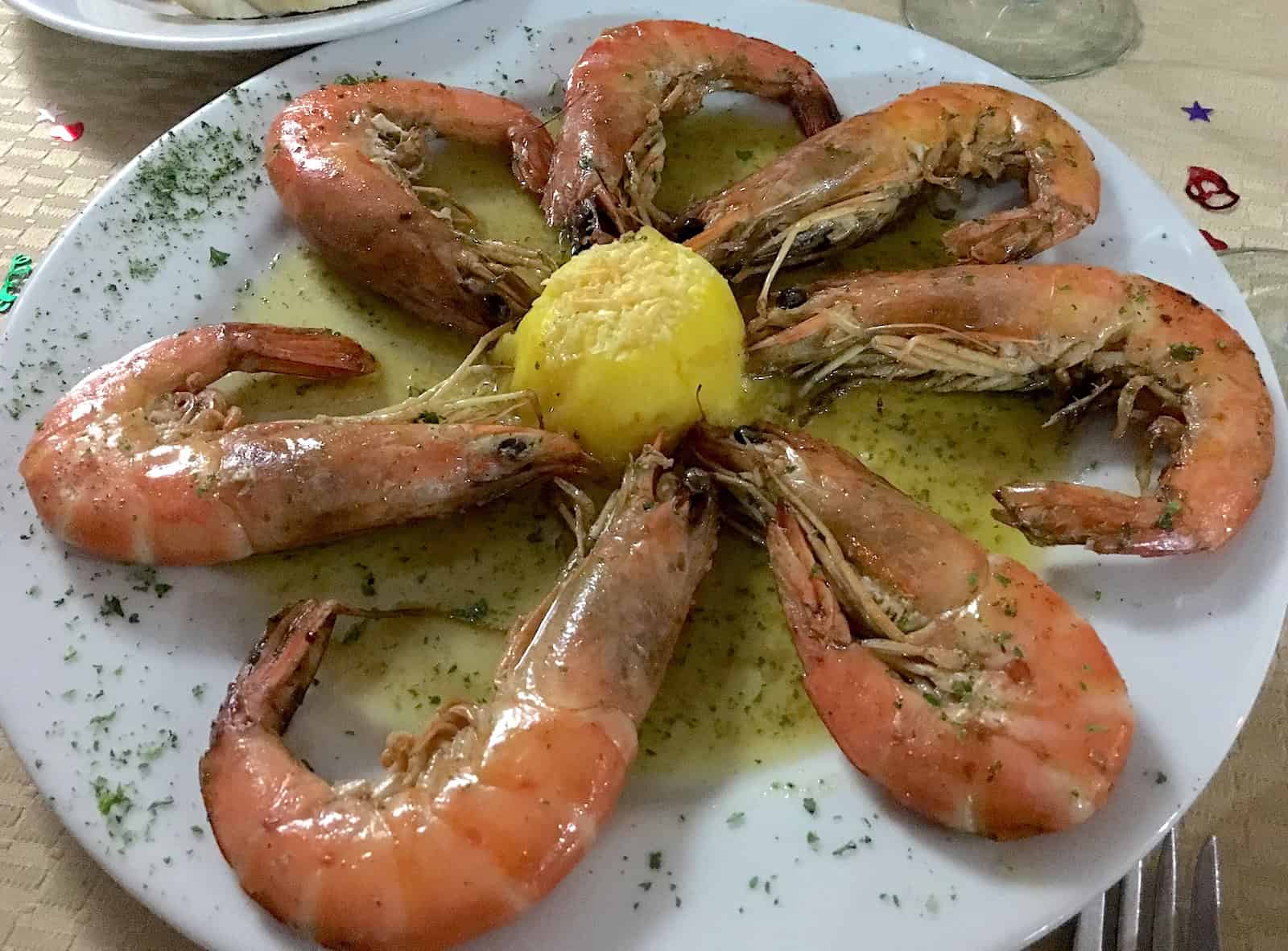 Jumbo shrimp at Hispania in Pereira, Risaralda, Colombia