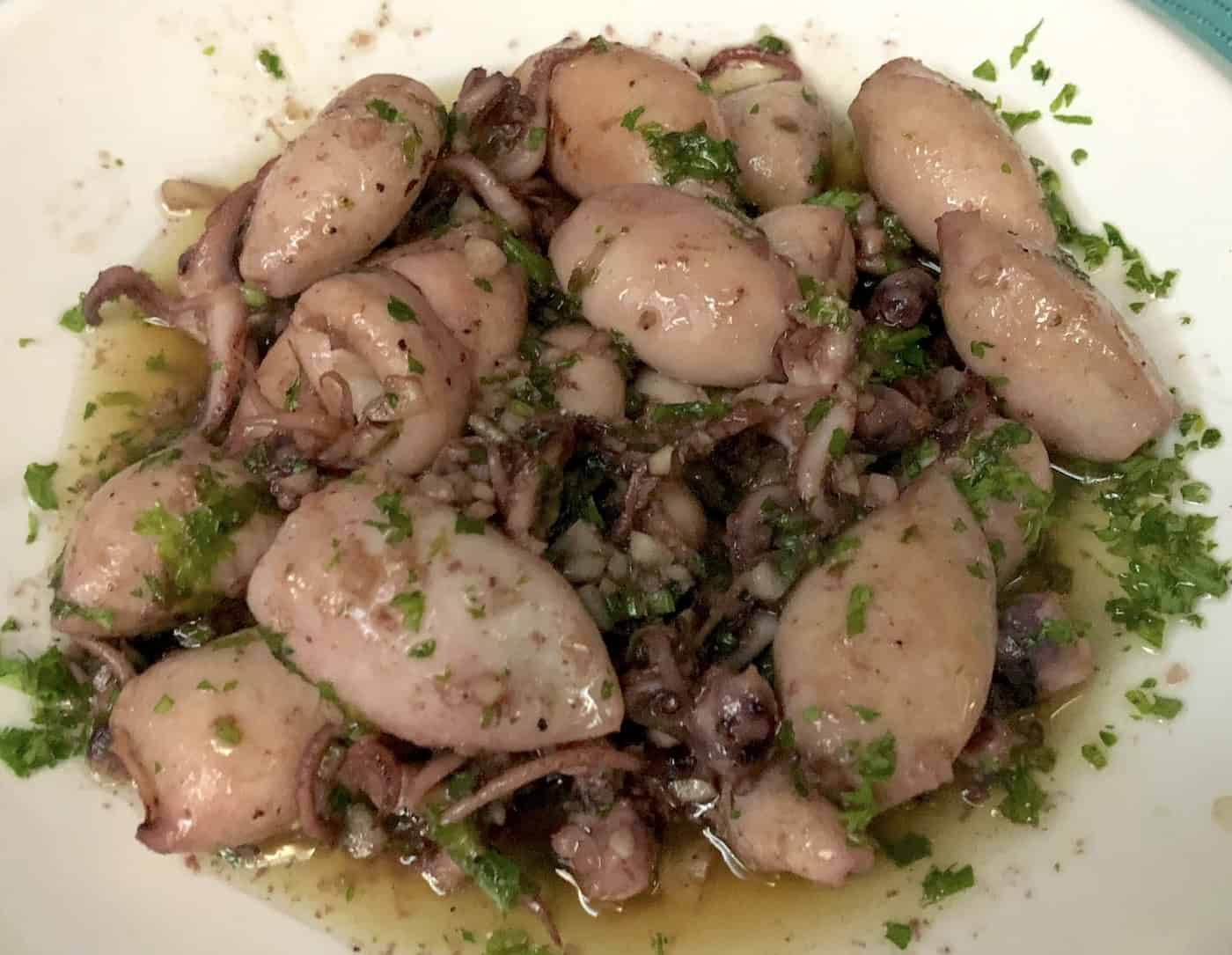 Grilled baby squid at Hispania in Pereira, Risaralda, Colombia