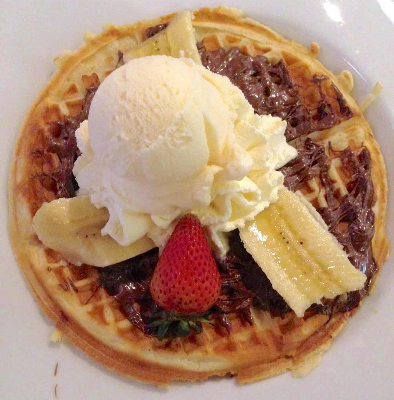 Dessert waffle at Crepes & Waffles