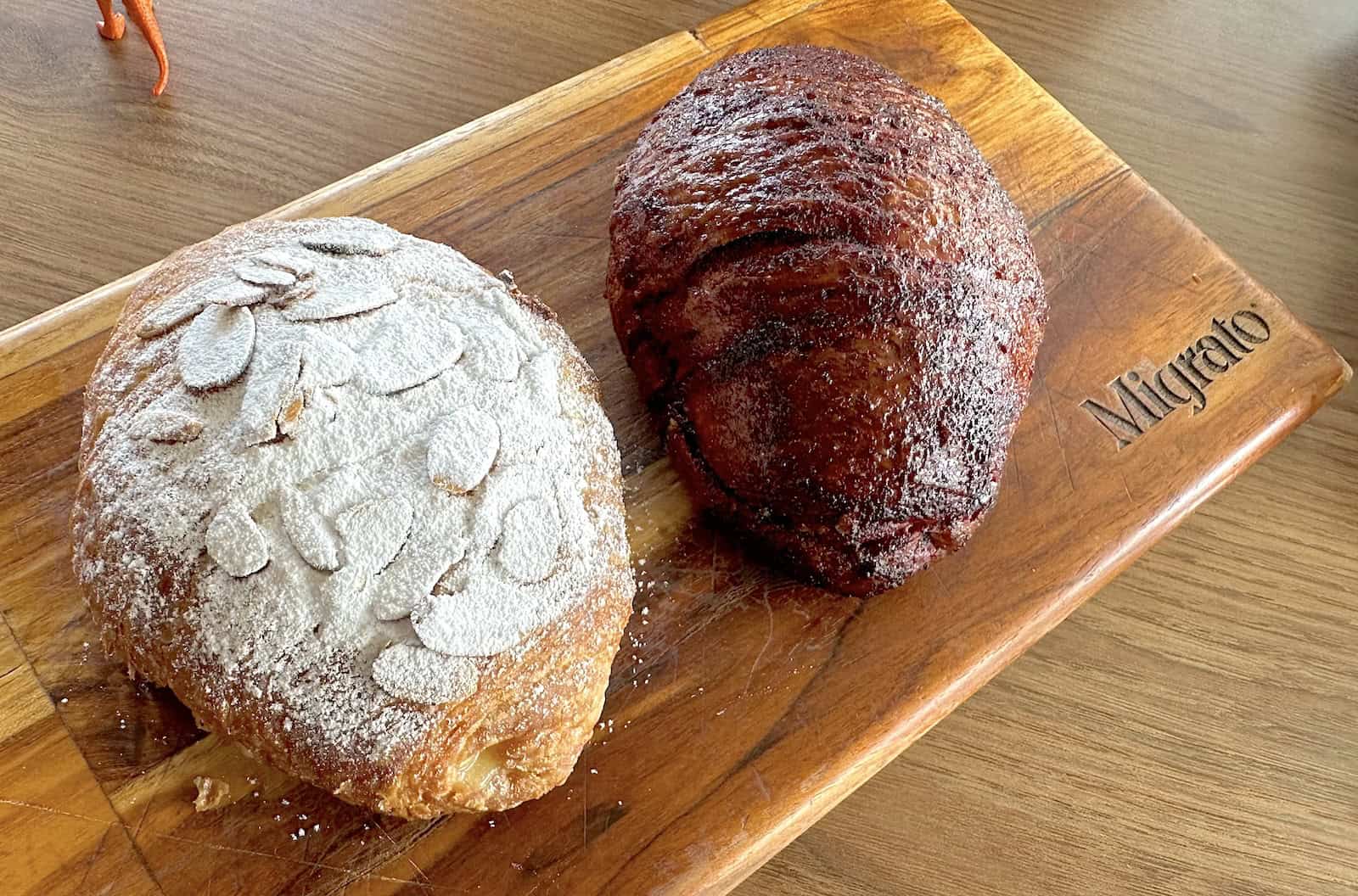 Almond (left) and cranberry (right) croissants at Migrato