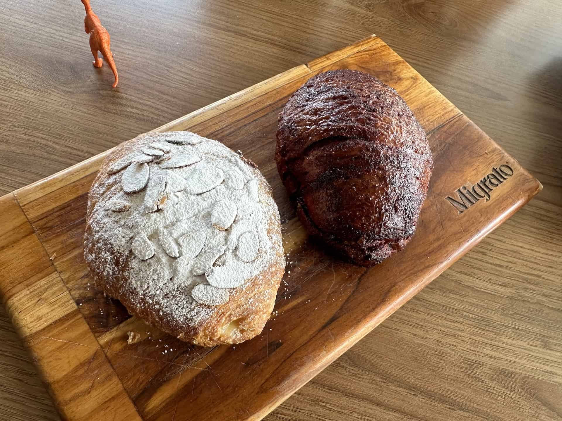 Almond (left) and cranberry (right) croissants at Migrato in Pereira, Colombia