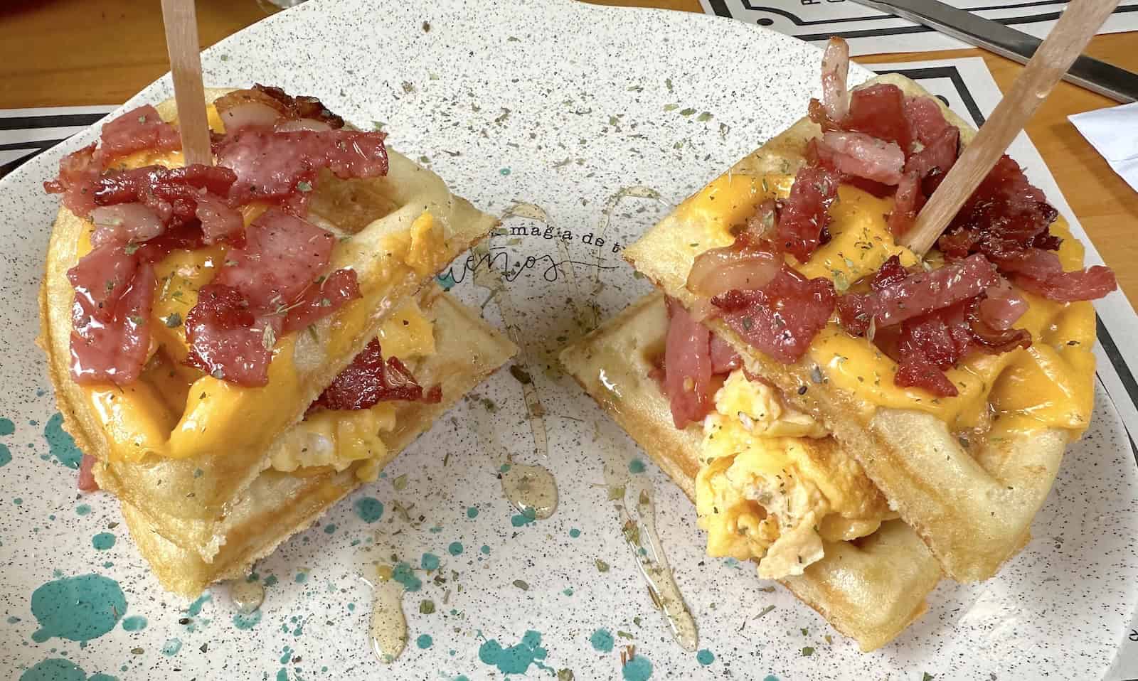 Waffle sandwich at Matutina in Pereira, Colombia