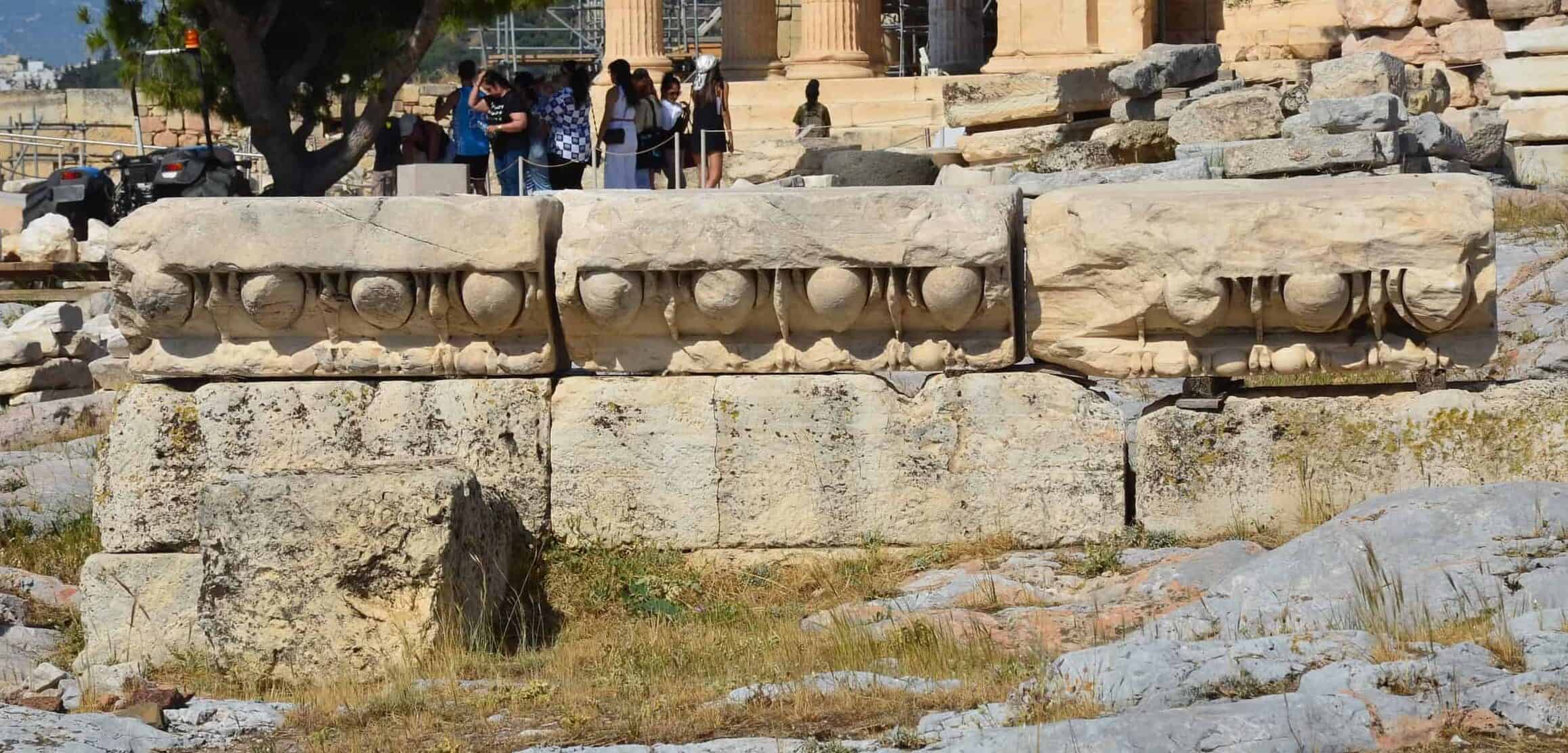 Base of Athena Promachos on the Acropolis in Athens, Greece