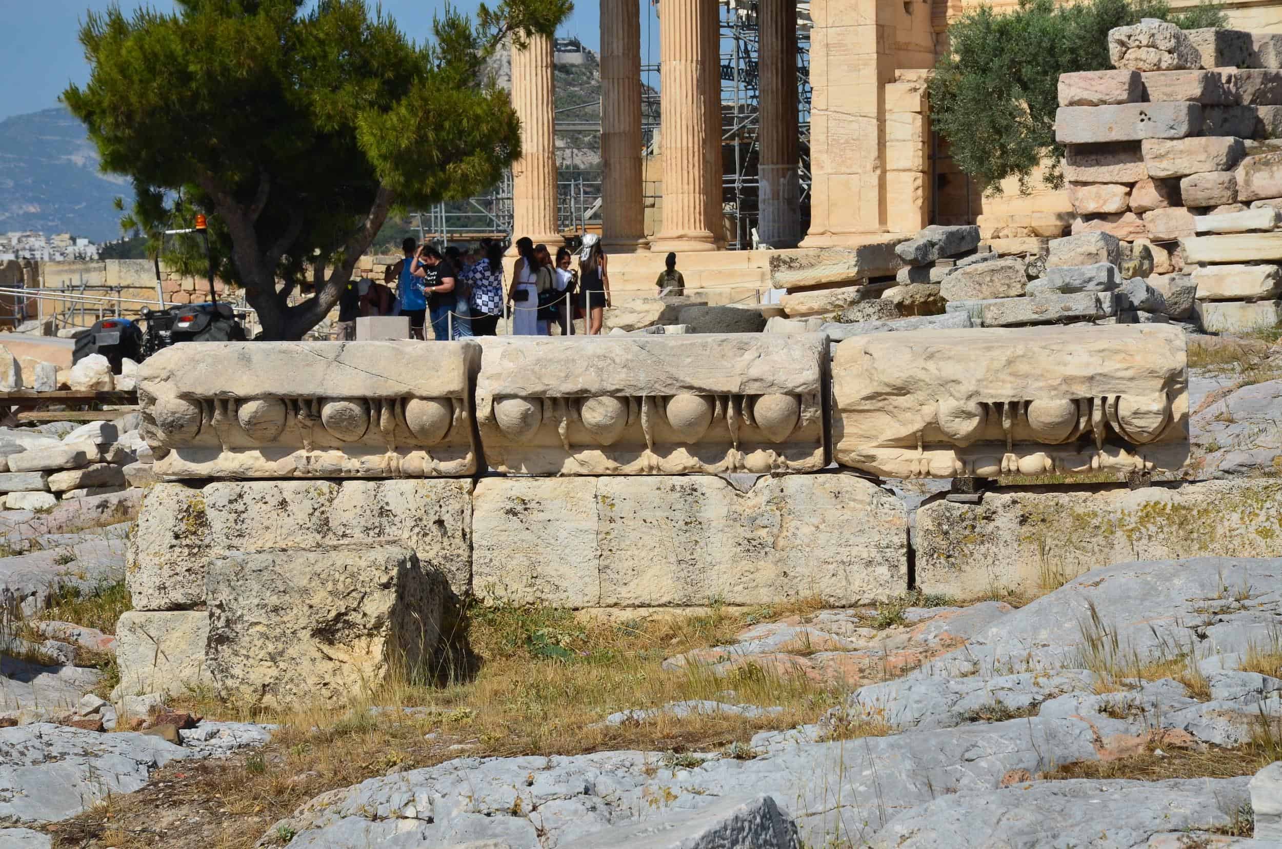 Base of Athena Promachos on the Acropolis in Athens, Greece