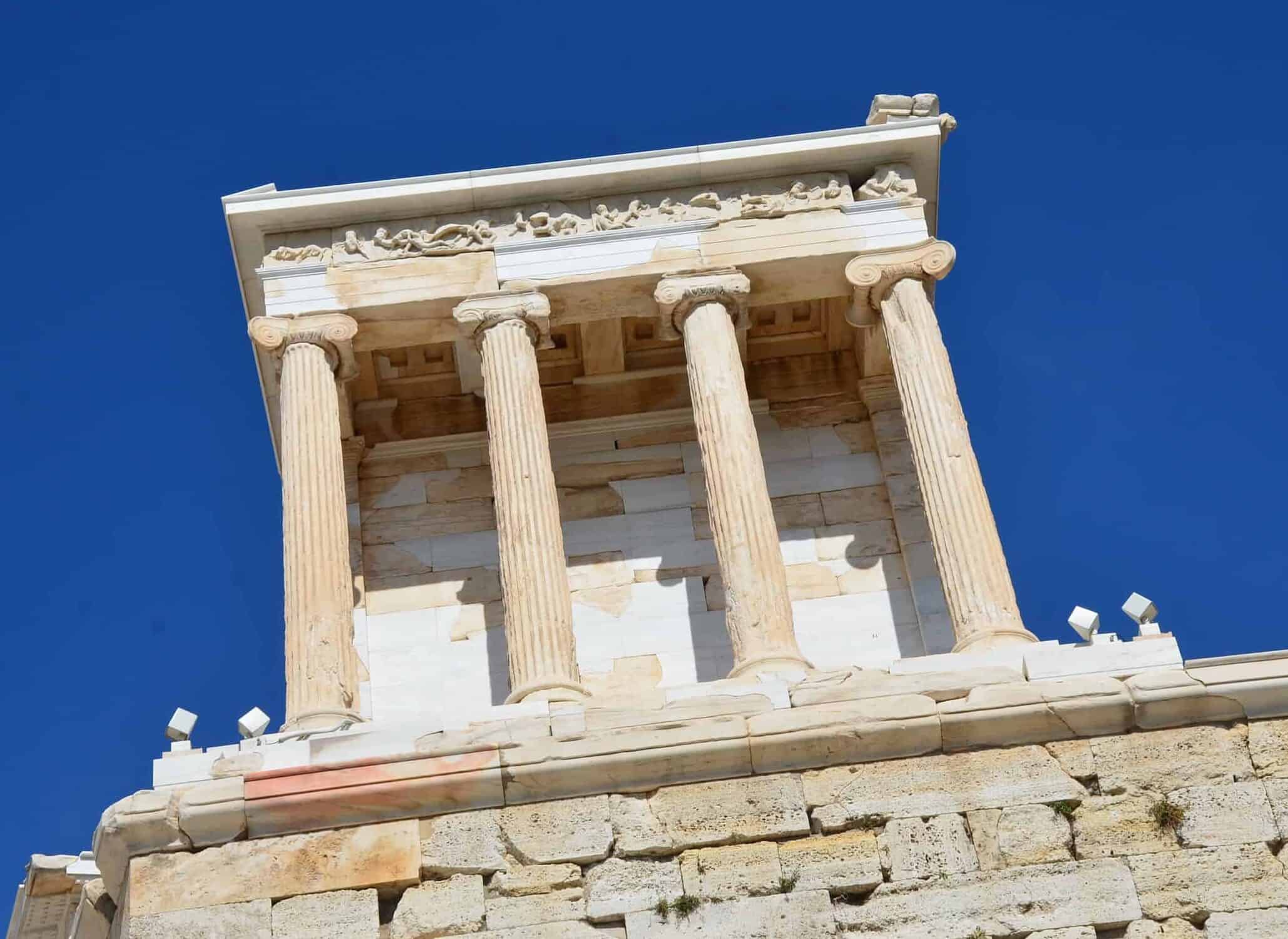 West side of the Temple of Athena Nike at the Acropolis in Athens, Greece