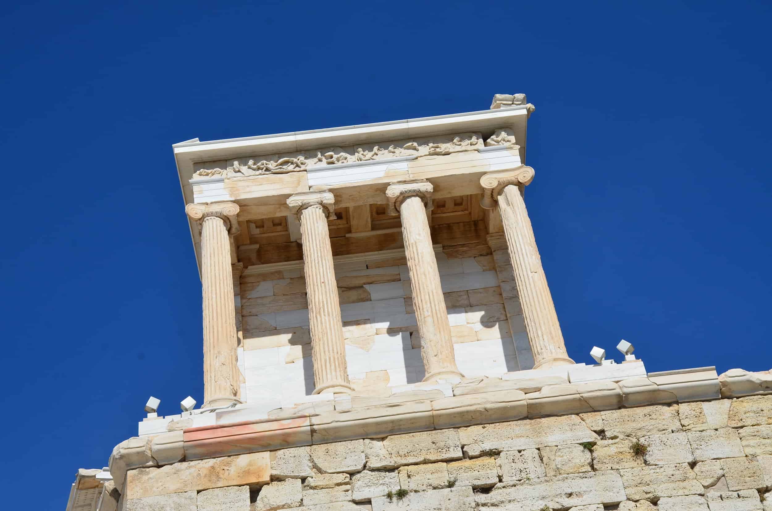 West side of the Temple of Athena Nike at the Acropolis in Athens, Greece