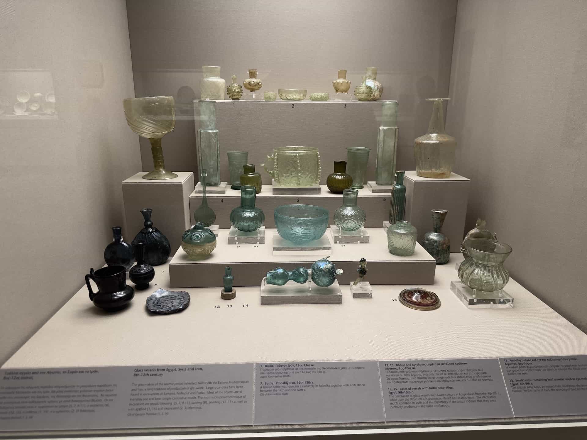 Glass vessels from Egypt, Syria and Iran, 8th-12th century at the Benaki Museum of Islamic Art in Athens, Greece