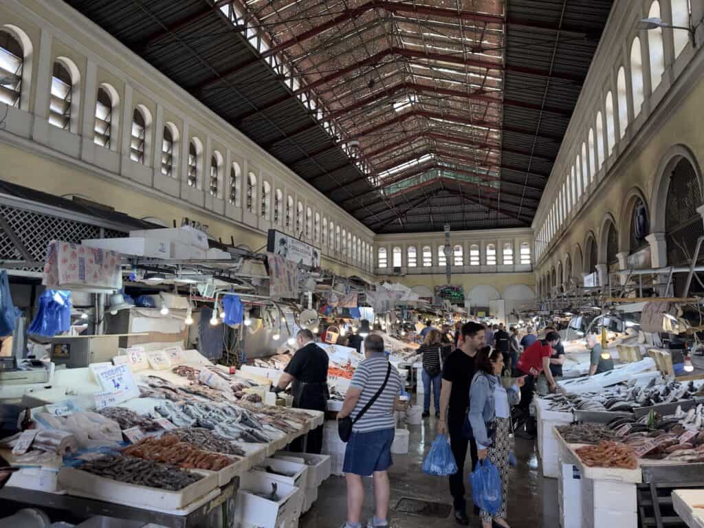 Fish market at Varvakeios Agora in Athens, Greece