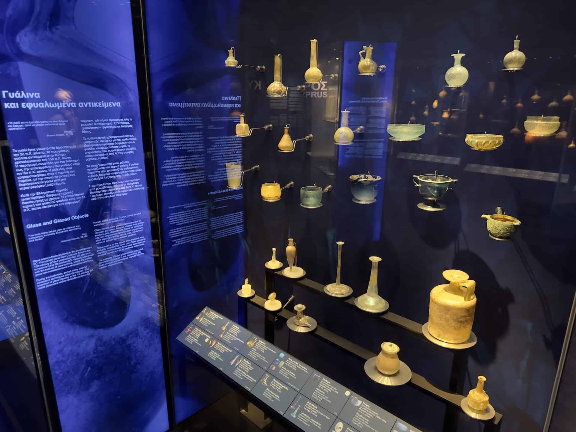 Glass and glazed objects in Cypriot Culture at the Museum of Cycladic Art in Athens, Greece