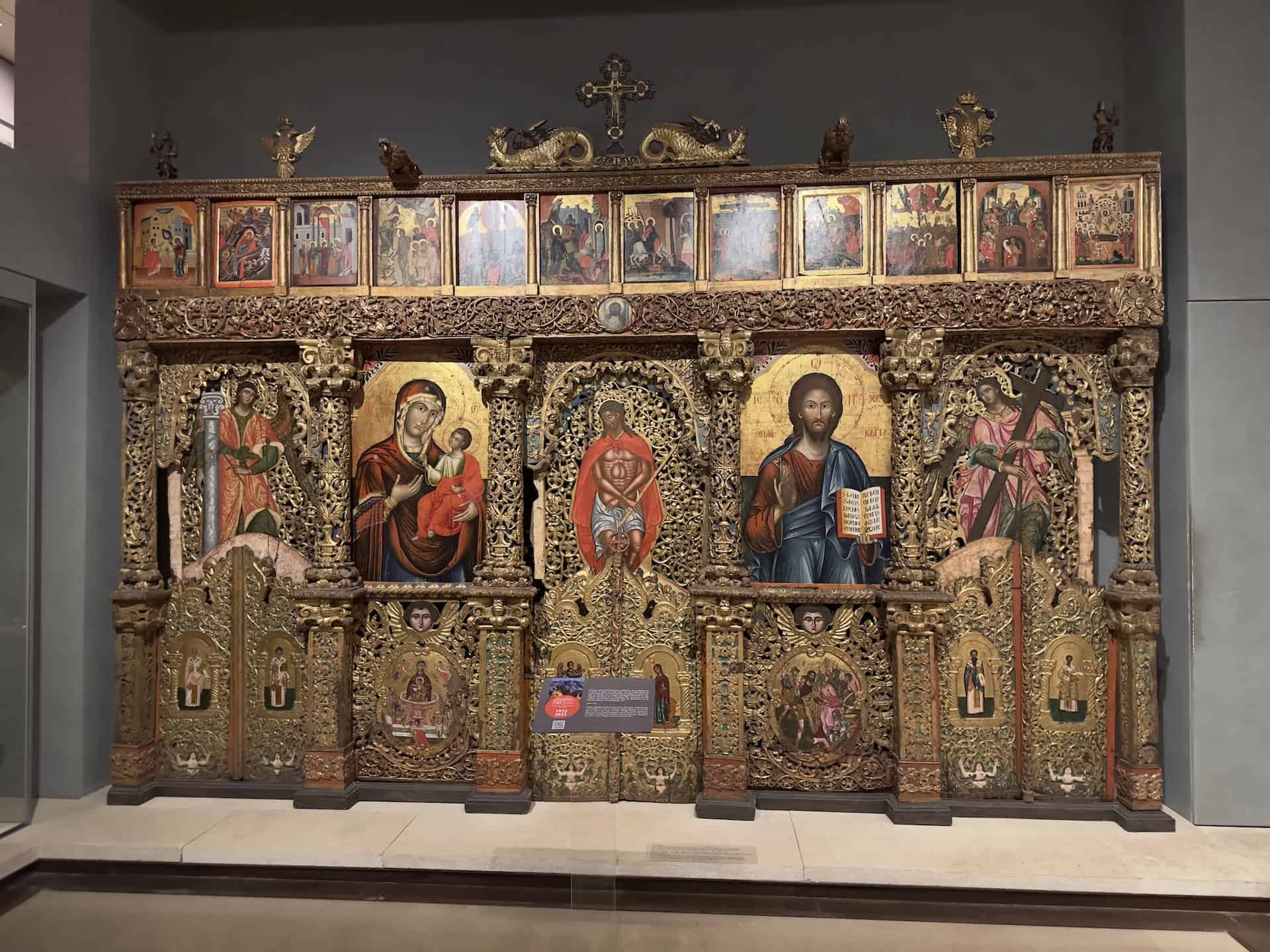 Iconostasis from an lonian Islands church, late 17th-early 18th century at the Byzantine Museum in Athens, Greece