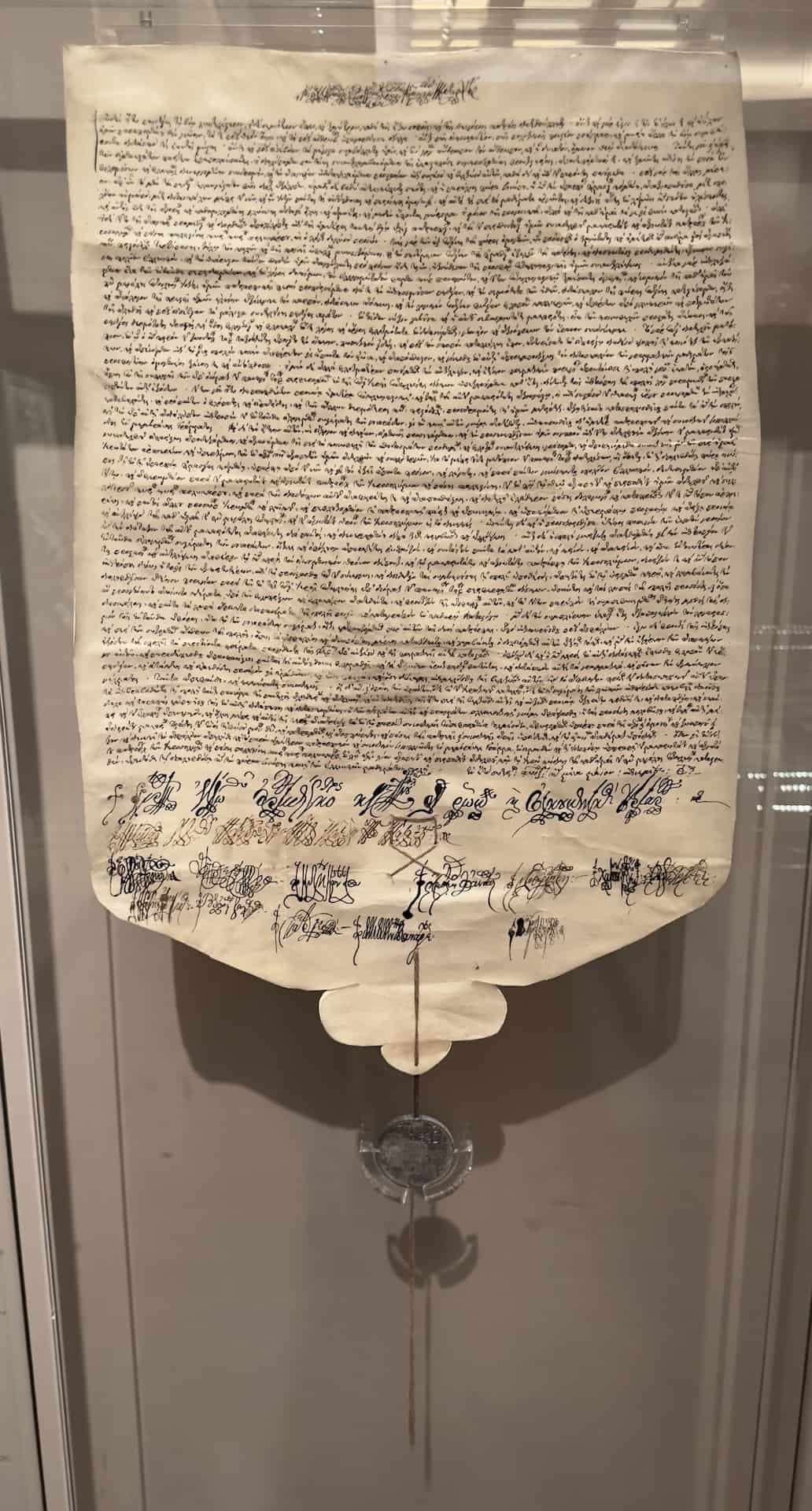Sigillion issued by Cyril VI (1769-1821), Patriarch of Constantinople, concerning the foundation of a Greek school in Sinope (now Sinop, Turkey) in Pontus, 1817 at the Byzantine Museum in Athens, Greece