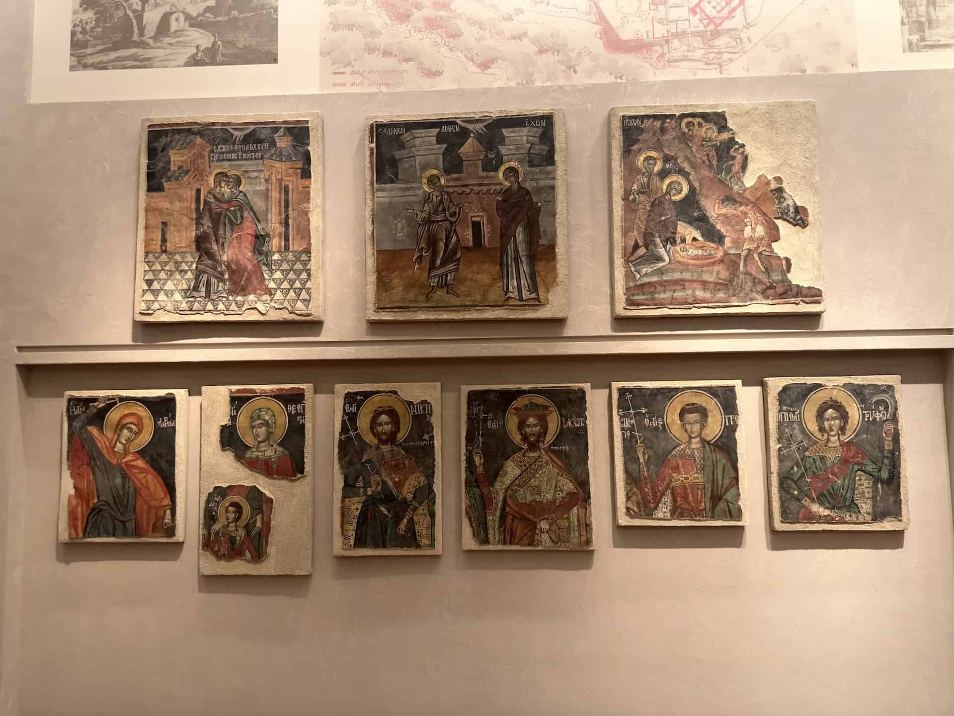 Wall paintings from the Monastery of the Dormition of the Virgin at the Byzantine Museum in Athens, Greece