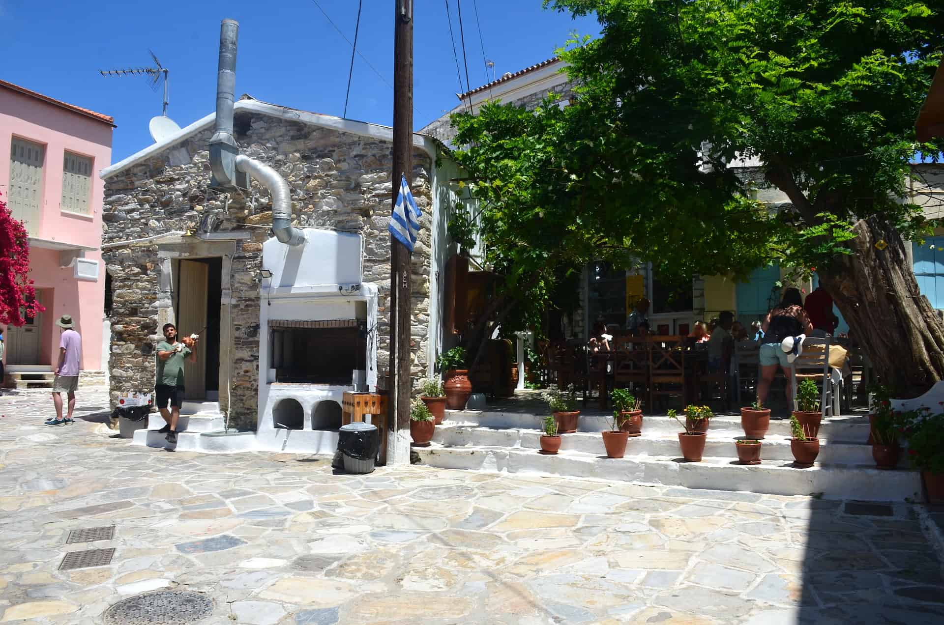 Restaurant on the square in Halki, Naxos, Greece