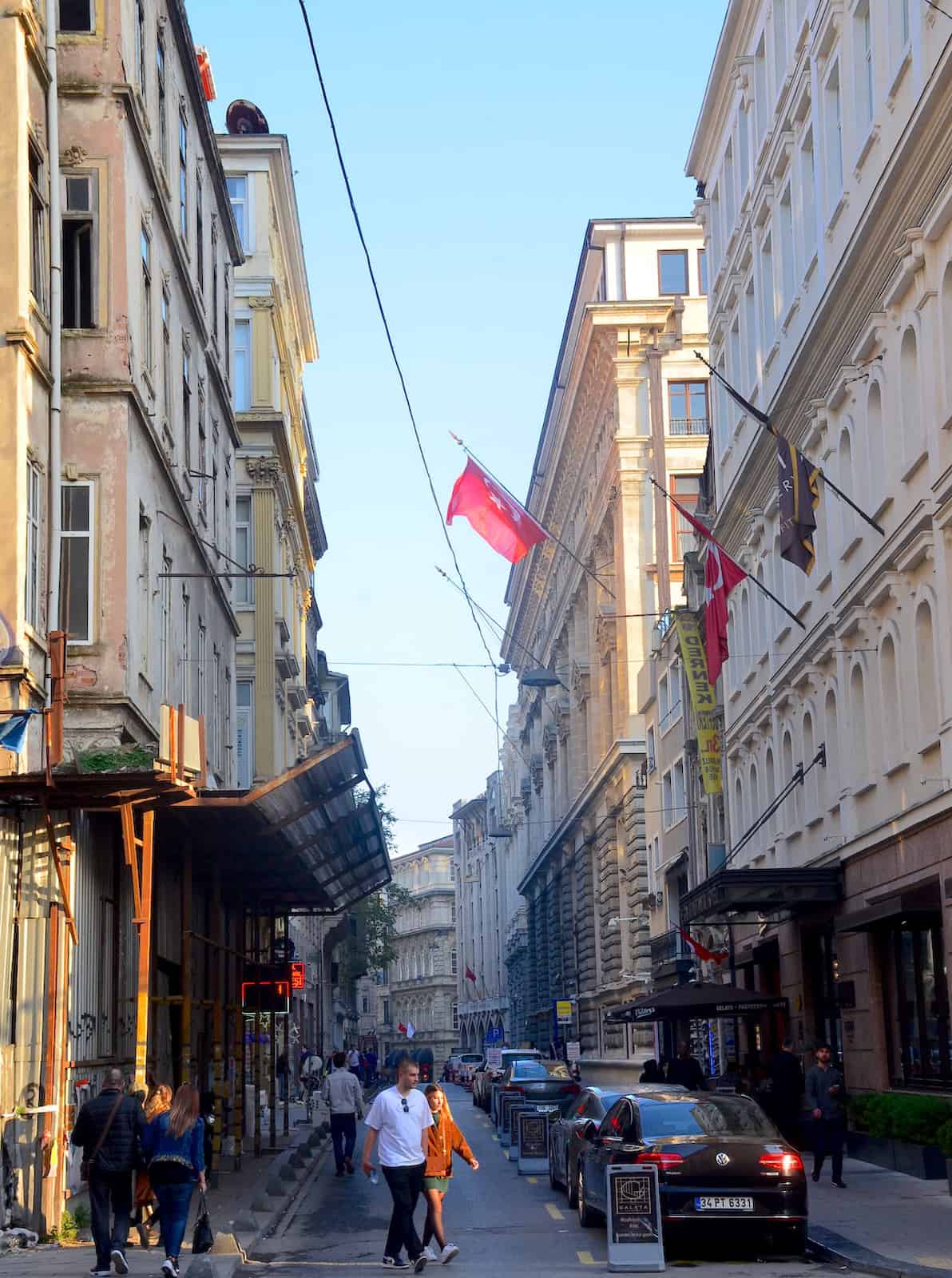 Looking east down Bankalar Caddesi in Istanbul, Turkey