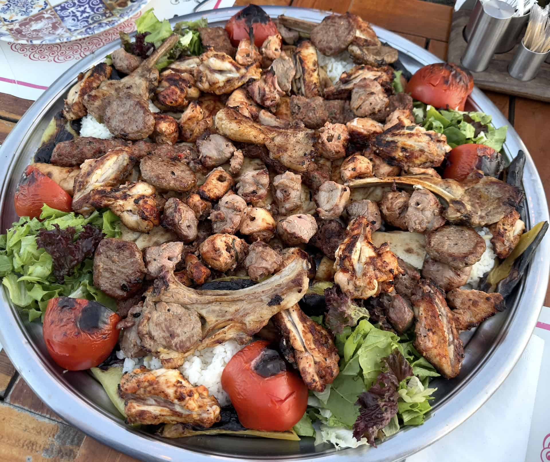 Meat platter at İnci Terrace Restaurant in Sultanahmet, Istanbul, Turkey