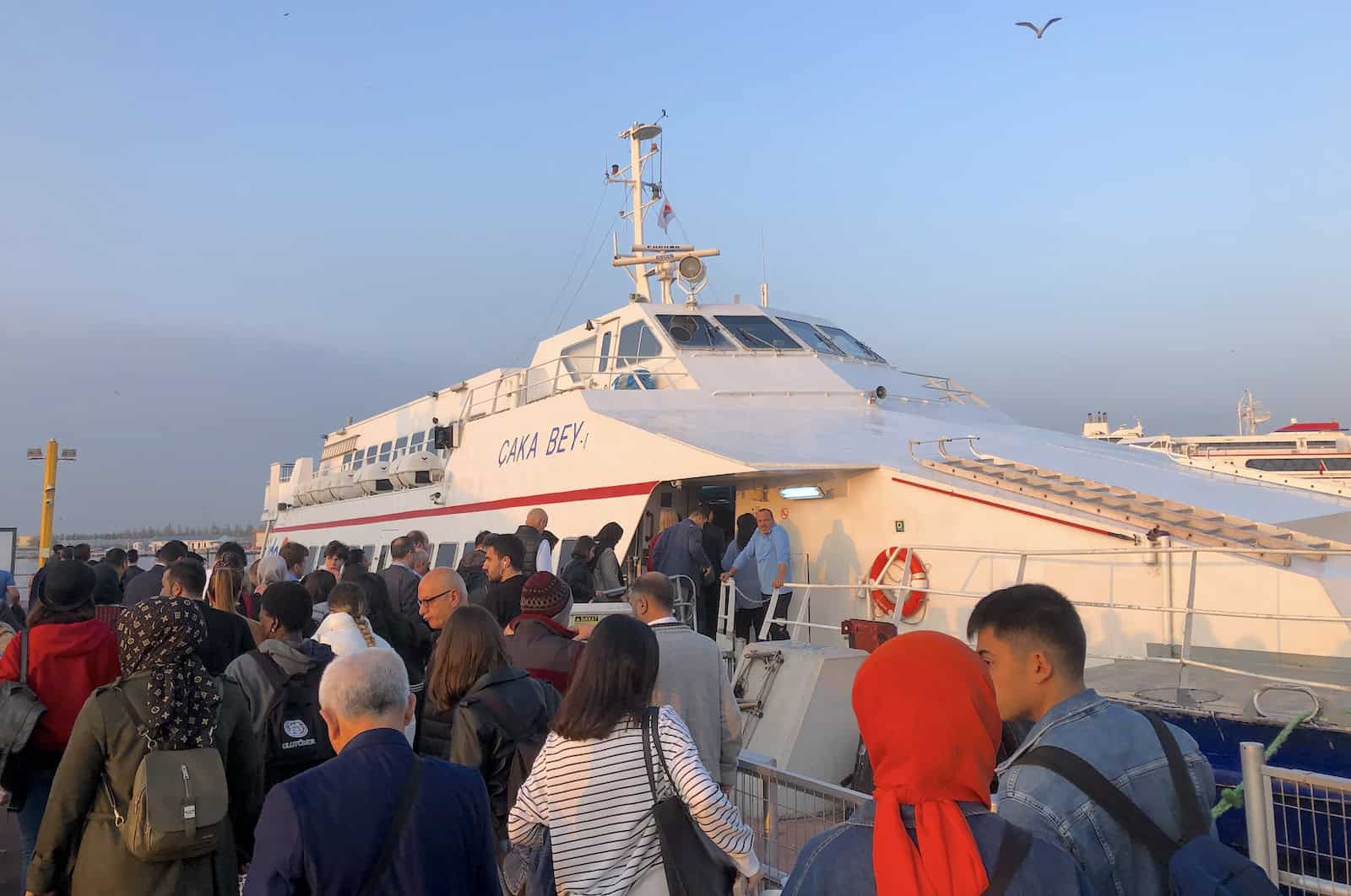 Boarding an İDO ferry in Istanbul, Turkey