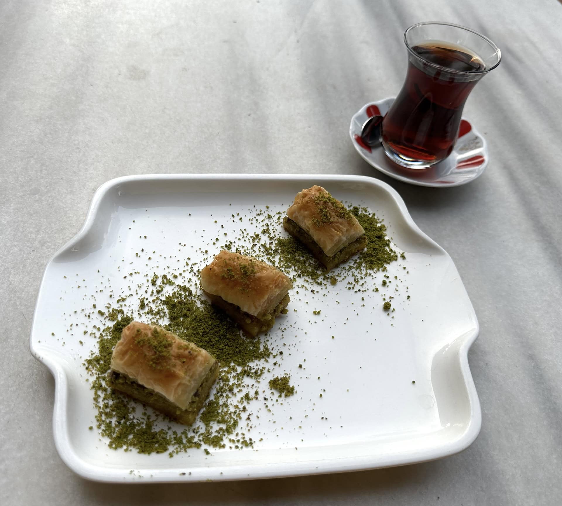 Baklava and tea at Mihri Restaurant