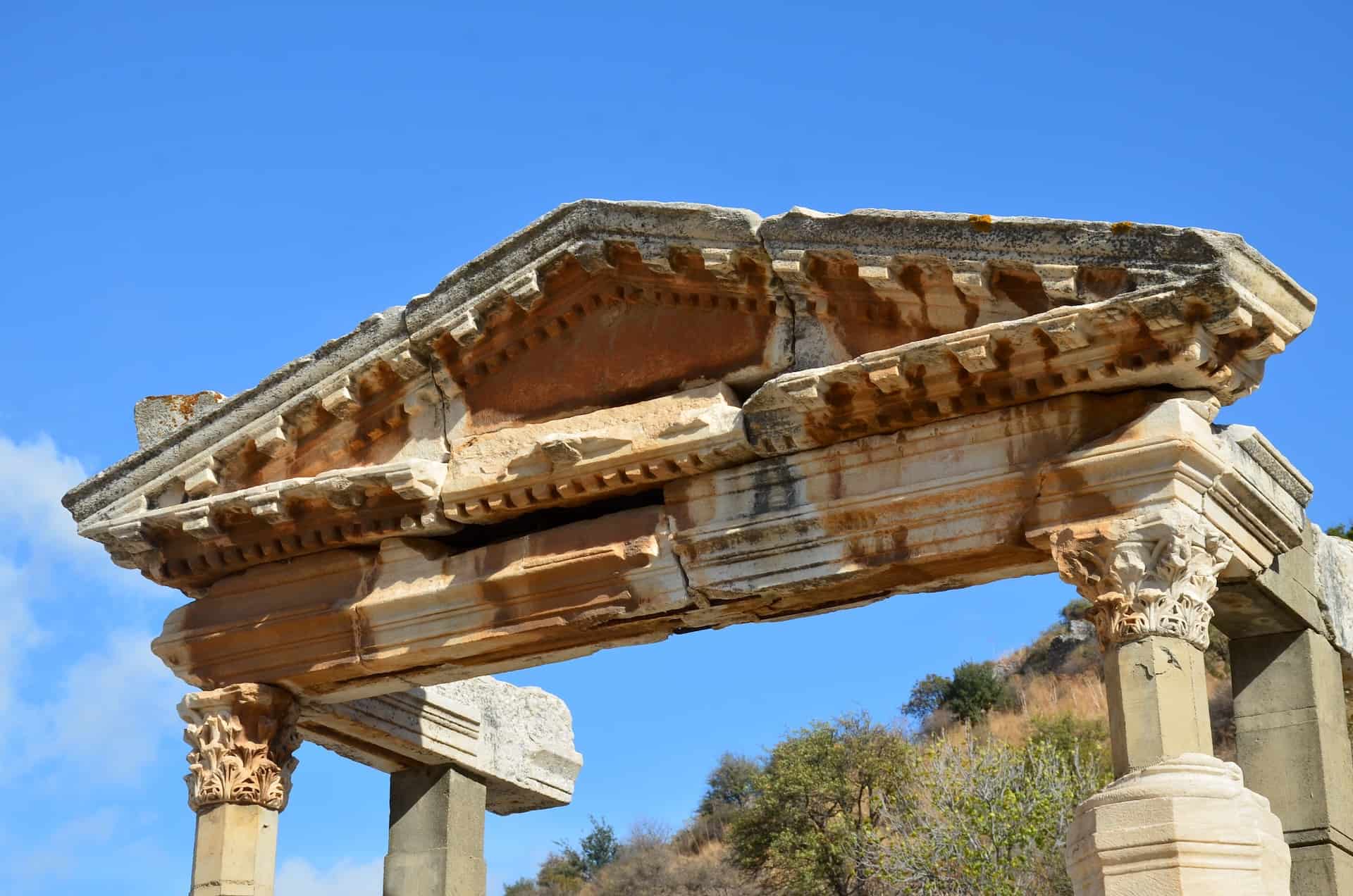 Pediment of the Fountain of Trajan on Curetes Street in Ephesus