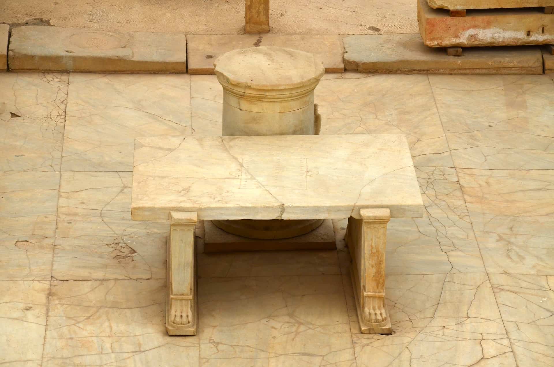 Table in the peristyle courtyard of Dwelling Unit 7 in the Terrace Houses at Ephesus