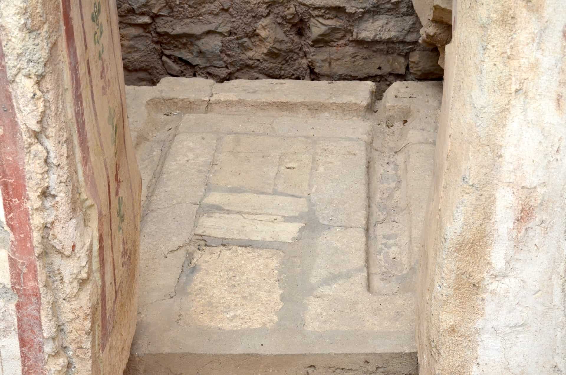 Drainage channels in the latrine in Dwelling Unit 2 in the Terrace Houses at Ephesus