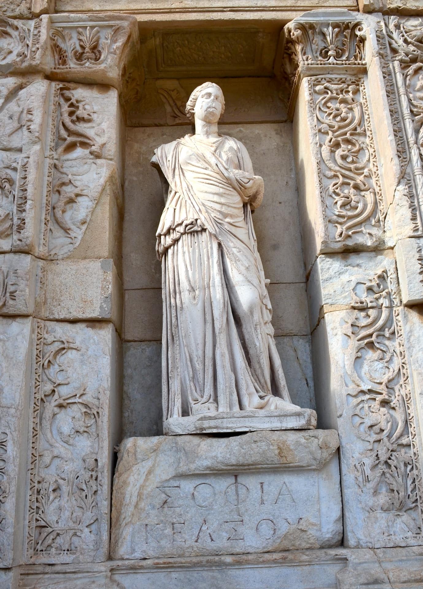 Statue of Sophia on the Library of Celsus at Ephesus