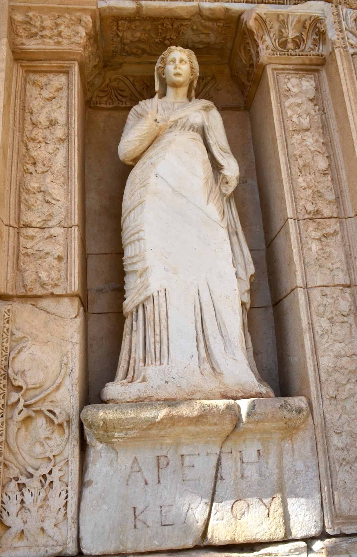 Statue of Arete on the Library of Celsus