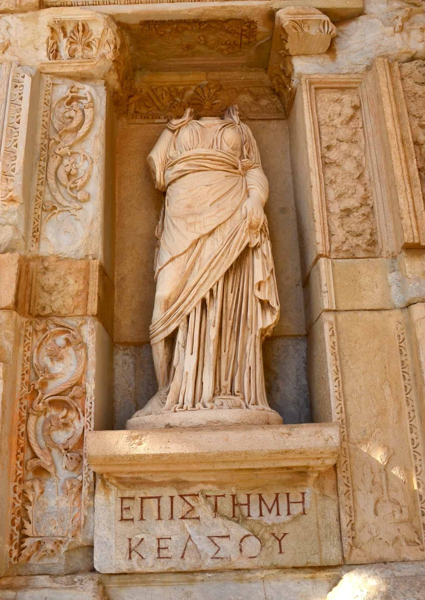 Statue of Episteme on the Library of Celsus at Ephesus