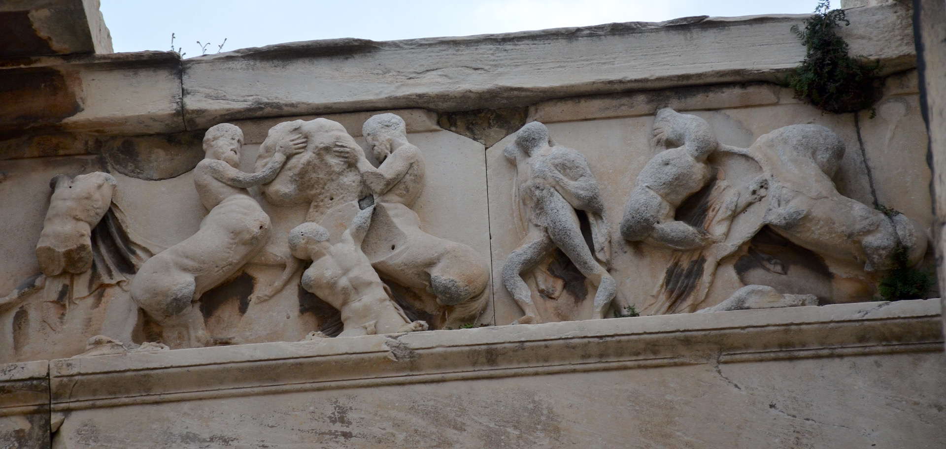 Battle between the Centaurs and Lapiths on the opisthodomos of the Temple of Hephaestus at the Agora in Athens, Greece