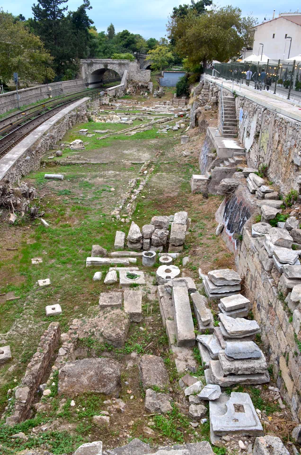 Excavations along the railroad tracks