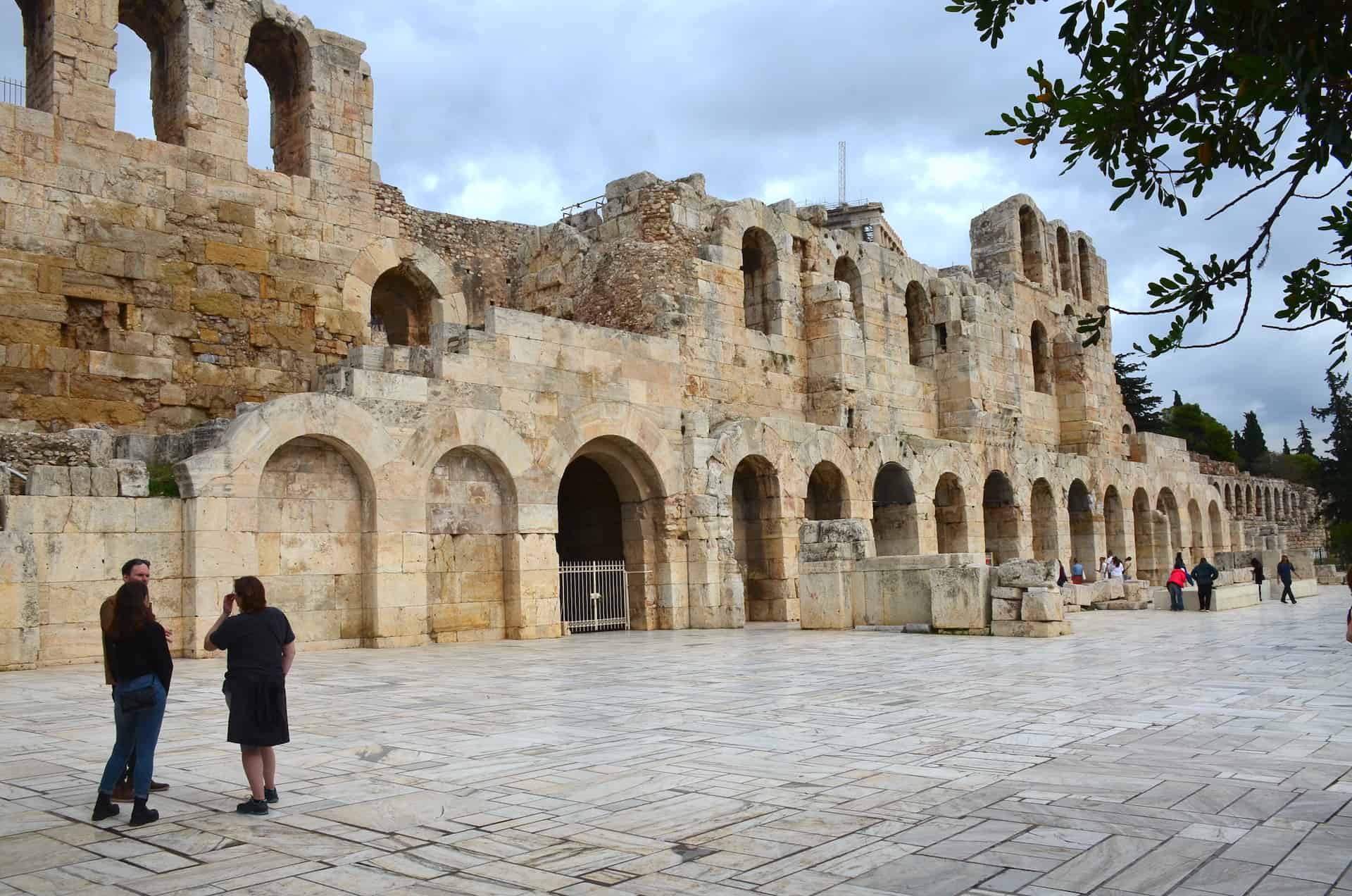 Façade of the Odeon of Herodes Atticus on the south slope on the Acropolis in Athens, Greece