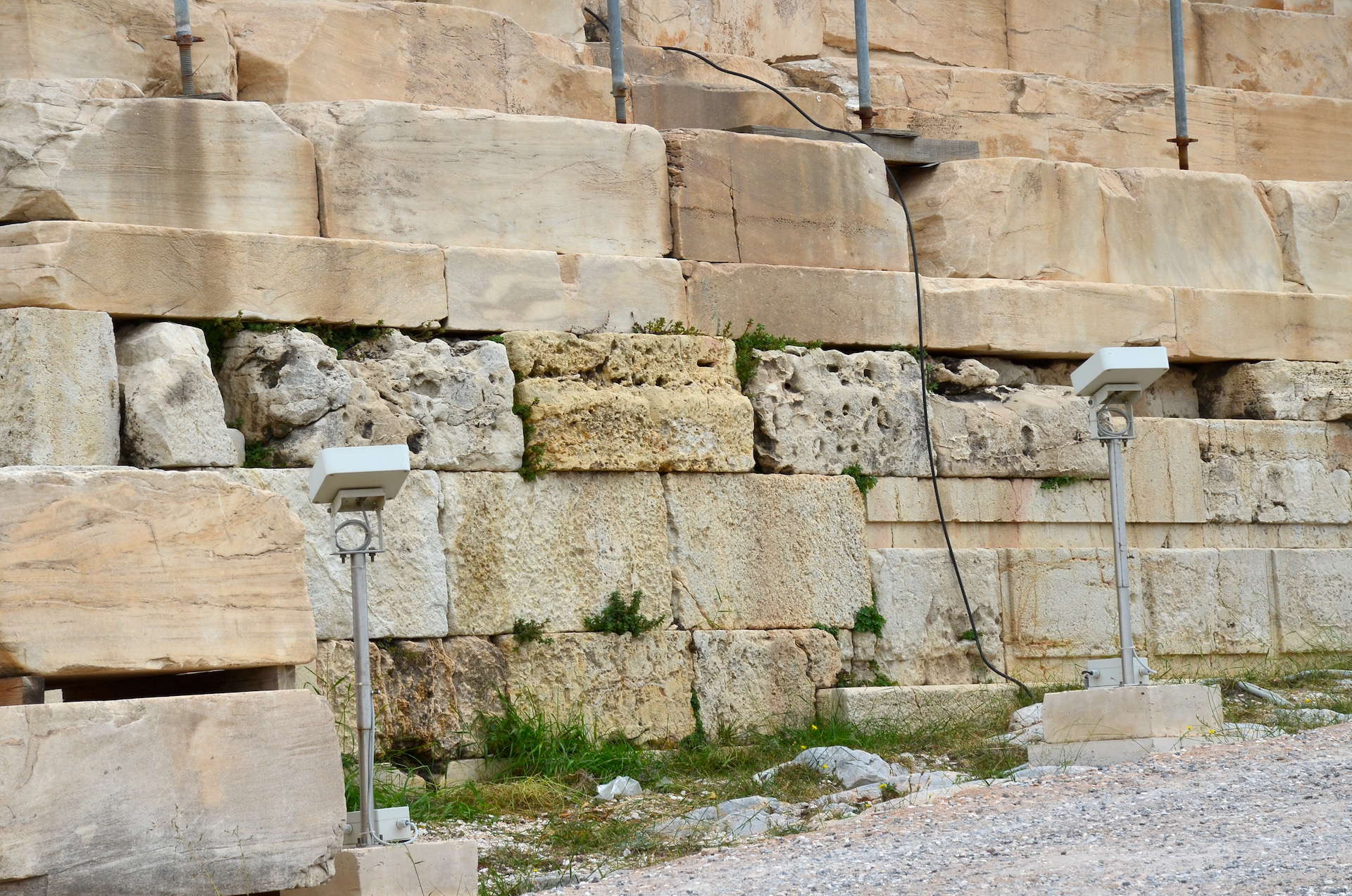 Foundations of the Old Parthenon on the Acropolis in Athens, Greece
