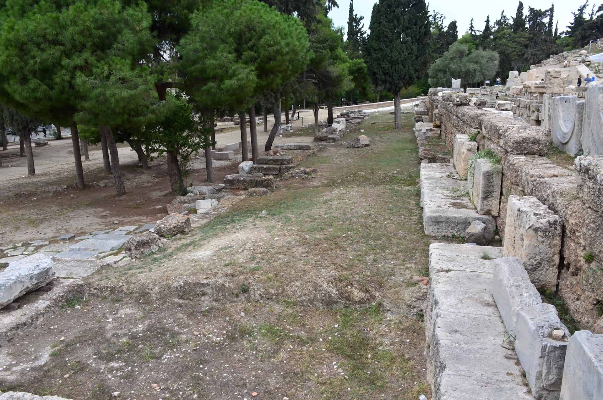 Stoa of the Sanctuary of Dionysus on the south slope of the Acropolis in Athens, Greece