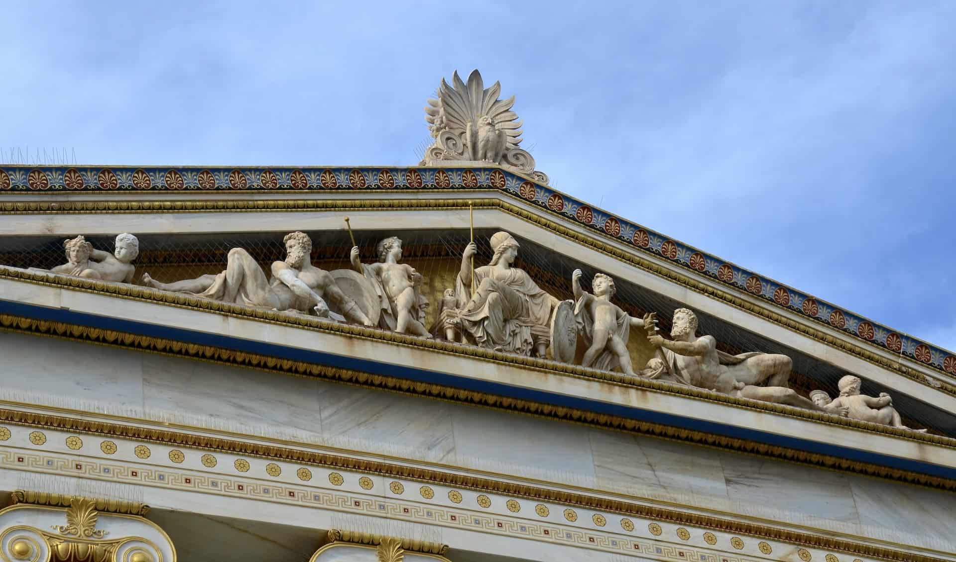 Southwest pediment of the south wing of the Academy of Athens